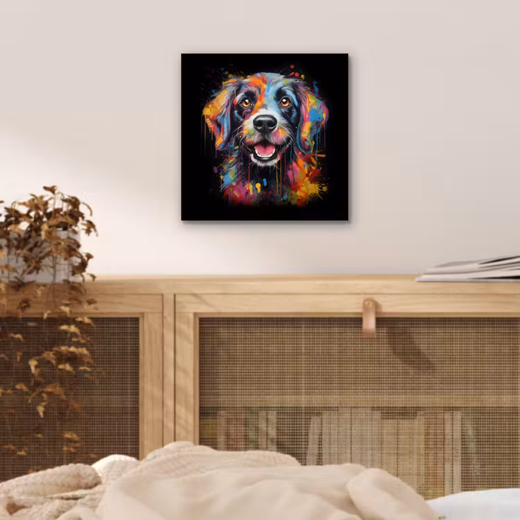 Graffiti - Hond - Zwart - Kleuren aluminium wit klein -sfeer3