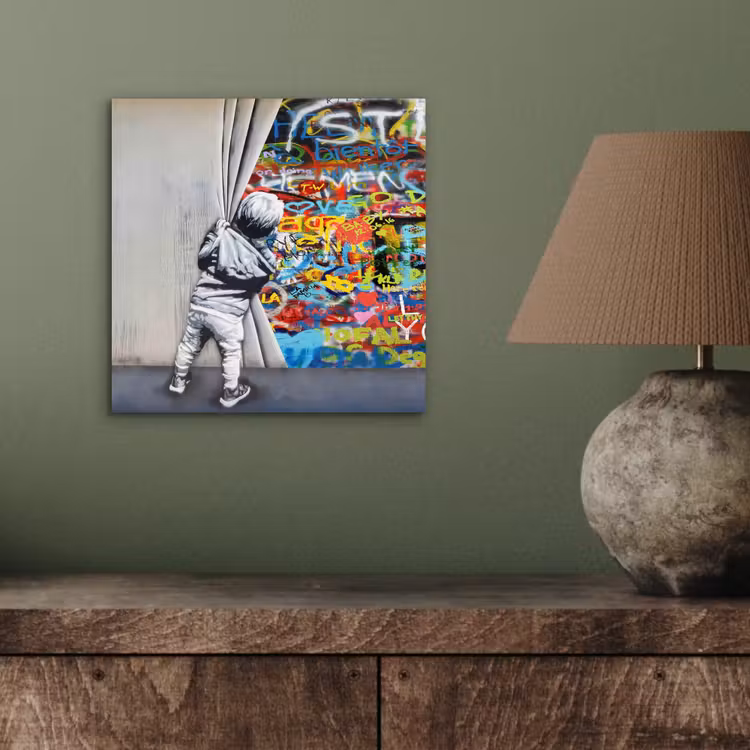 Graffiti - Illusie - Jongen - Street art aluminium wit klein -sfeer2