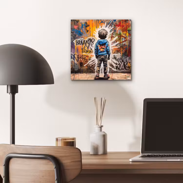 Graffiti - Jongen - Kleuren - Kunst - Street Art aluminium wit klein -sfeer5