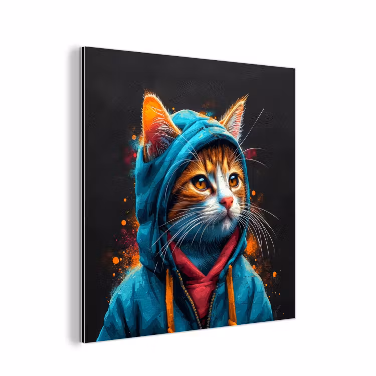 Graffiti - Kat - Zwart - Jas aluminium wit klein -3d