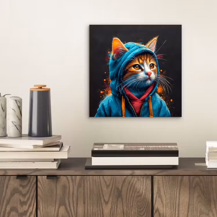 Graffiti - Kat - Zwart - Jas aluminium wit klein -sfeer1