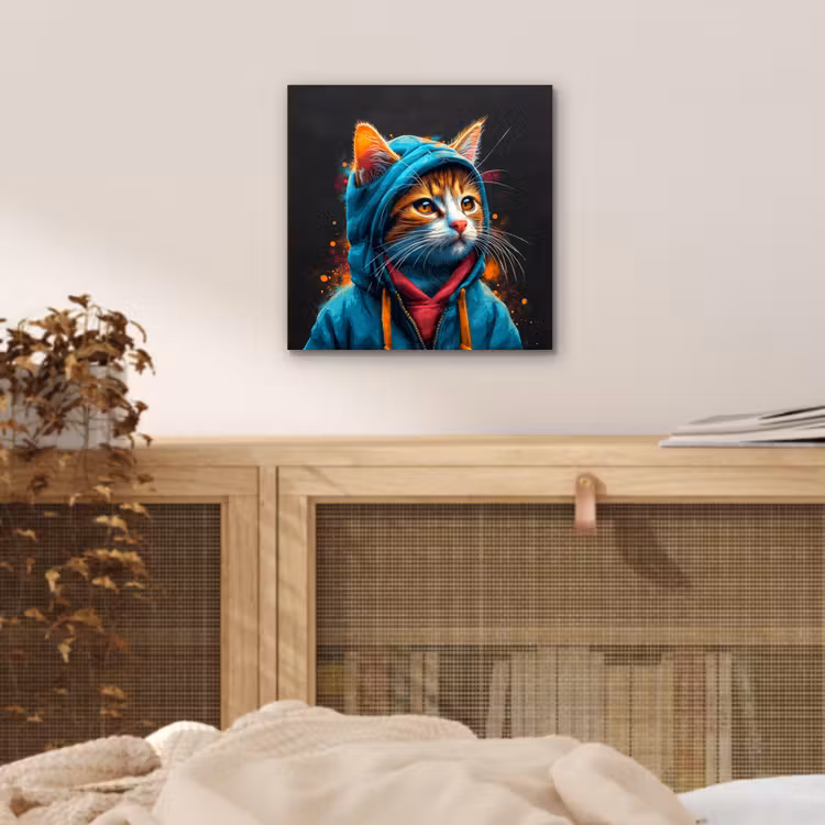 Graffiti - Kat - Zwart - Jas aluminium wit klein -sfeer3