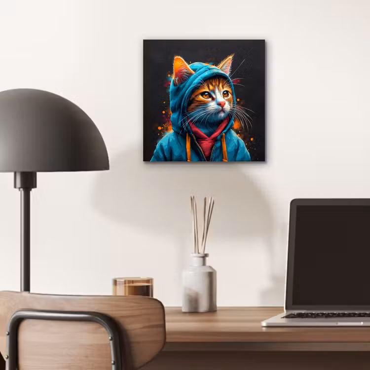 Graffiti - Kat - Zwart - Jas aluminium wit klein -sfeer5