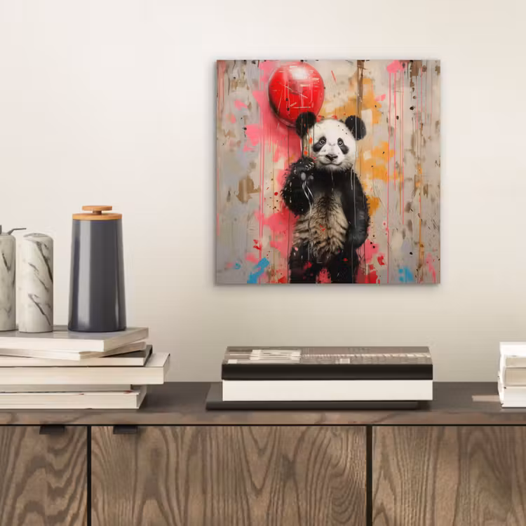 Graffiti - Panda - Ballon - Street art - Banksy aluminium wit klein -sfeer1