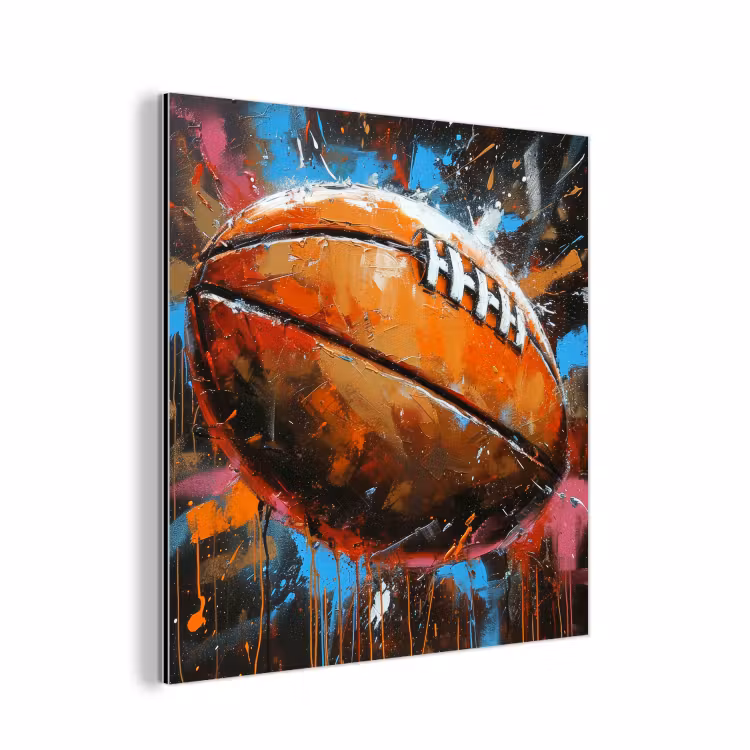 Graffiti - Rugby - Kleurrijk - Rugbybal aluminium wit klein -3d