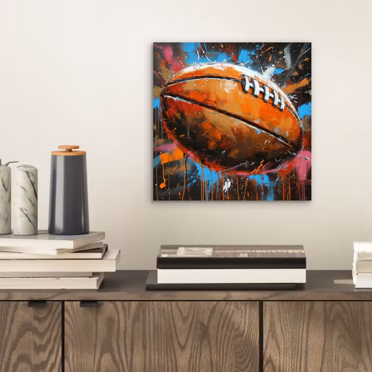 Graffiti - Rugby - Kleurrijk - Rugbybal aluminium wit klein -sfeer1