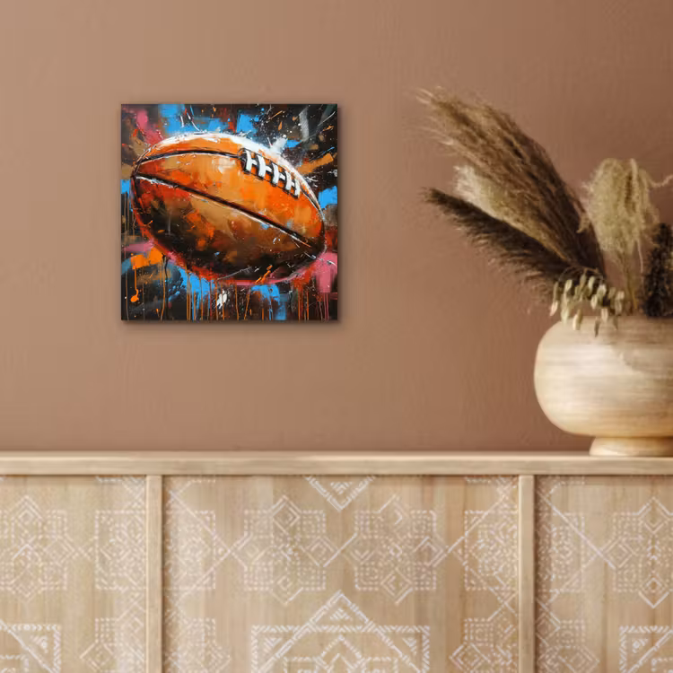 Graffiti - Rugby - Kleurrijk - Rugbybal aluminium wit klein -sfeer4