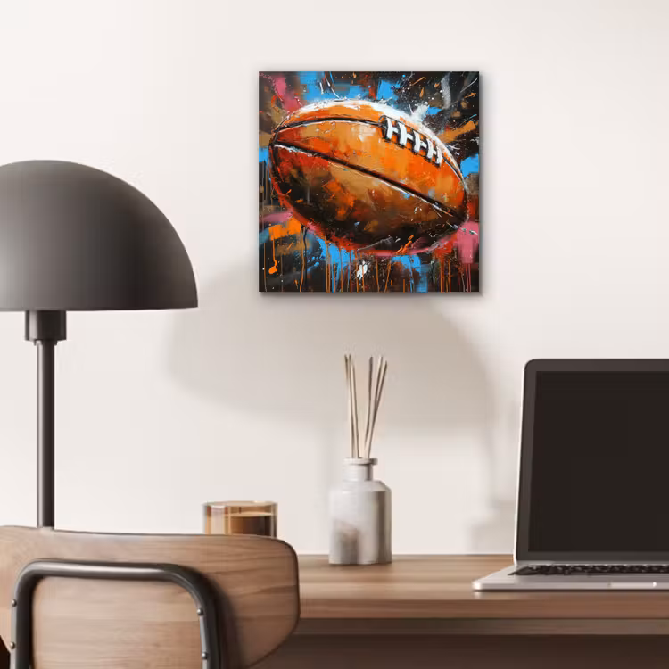 Graffiti - Rugby - Kleurrijk - Rugbybal aluminium wit klein -sfeer5