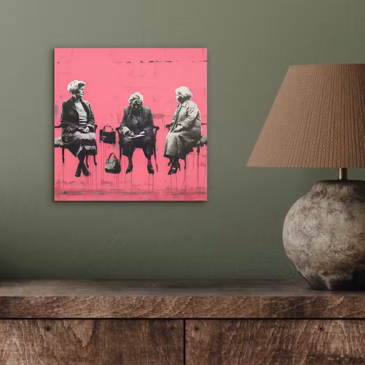 Graffiti - Vintage - Zwart - Street art - Roze - Banksy aluminium wit klein -sfeer2
