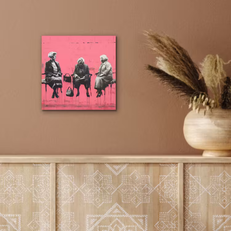 Graffiti - Vintage - Zwart - Street art - Roze - Banksy aluminium wit klein -sfeer4