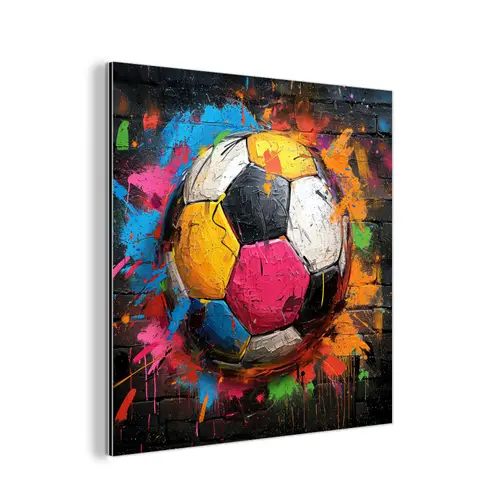 Graffiti - Voetbal - Muur - Street art - Sport aluminium wit klein -3d