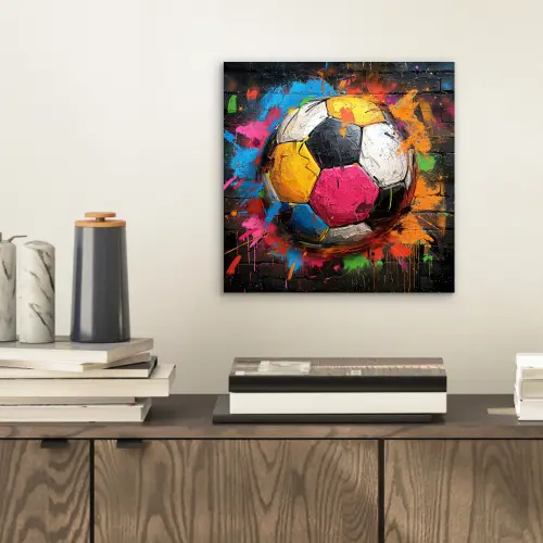 Graffiti - Voetbal - Muur - Street art - Sport aluminium wit klein -sfeer1