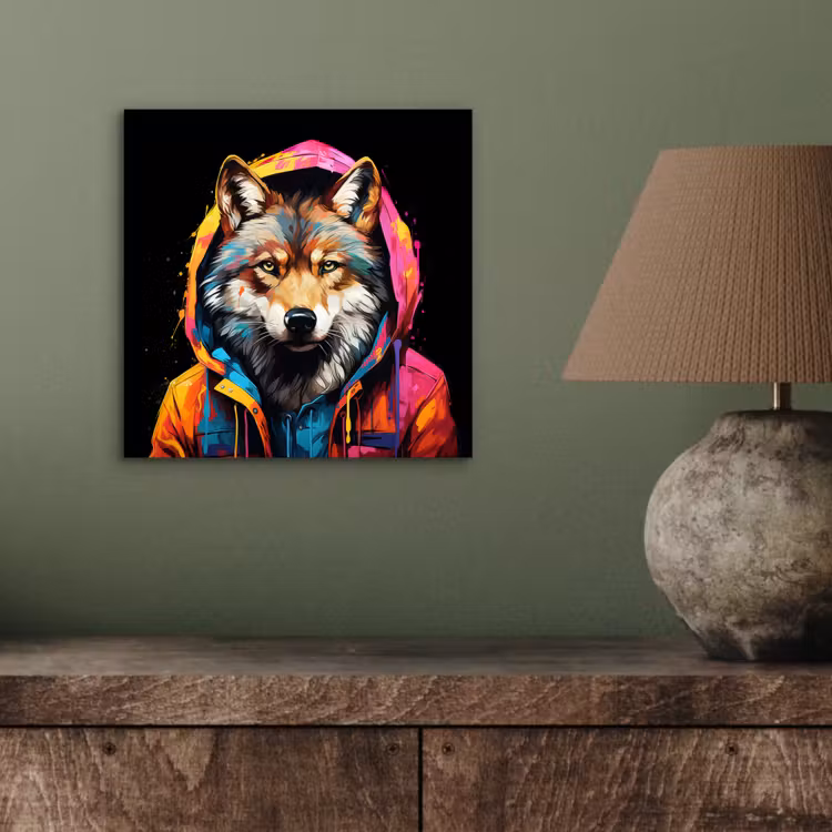 Graffiti - Wolf - Jas - Zwart aluminium wit klein -sfeer2