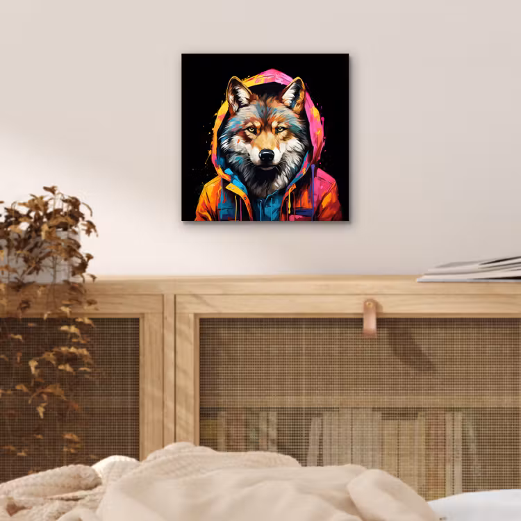 Graffiti - Wolf - Jas - Zwart aluminium wit klein -sfeer3