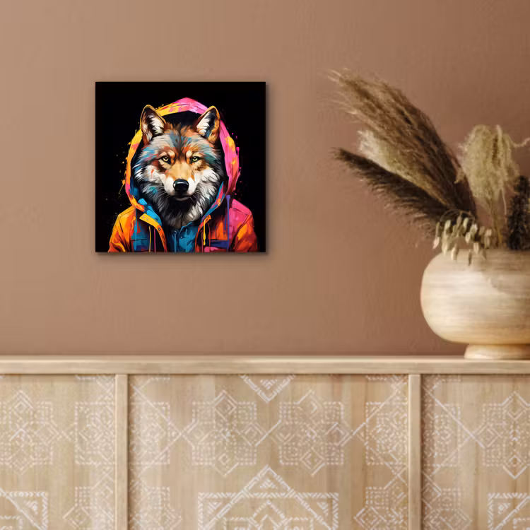 Graffiti - Wolf - Jas - Zwart aluminium wit klein -sfeer4