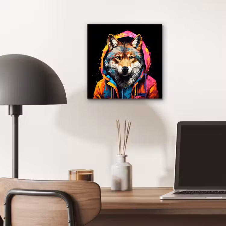 Graffiti - Wolf - Jas - Zwart aluminium wit klein -sfeer5