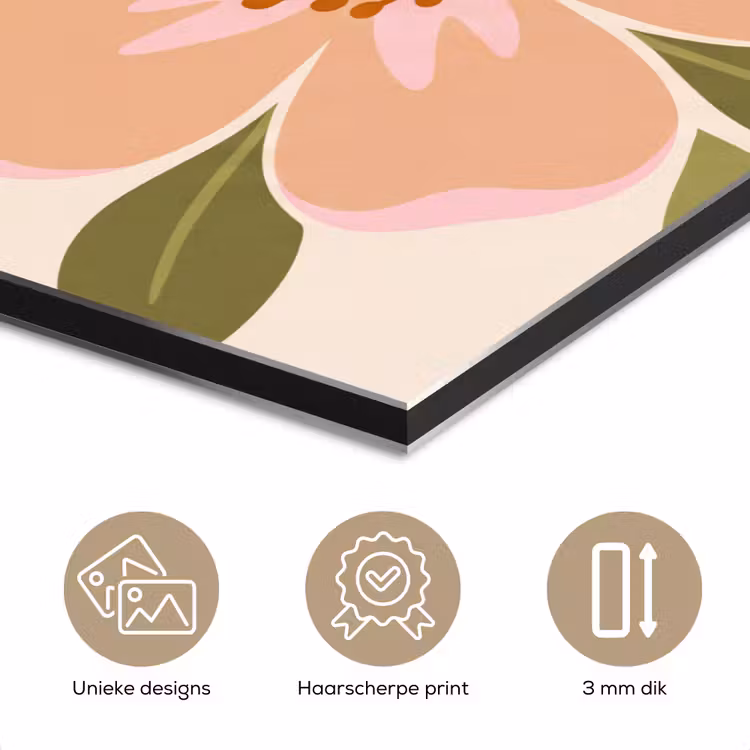 Grafisch - Bloemen - Roze aluminium wit klein -closeup_NL