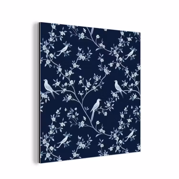 Grafisch - Bloesemtak - Blauw aluminium wit klein 46 -3d