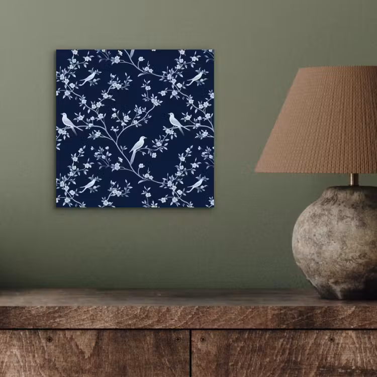 Grafisch - Bloesemtak - Blauw aluminium wit klein 46 -sfeer2