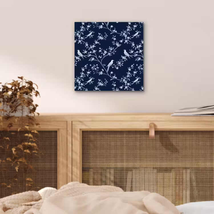 Grafisch - Bloesemtak - Blauw aluminium wit klein 46 -sfeer3