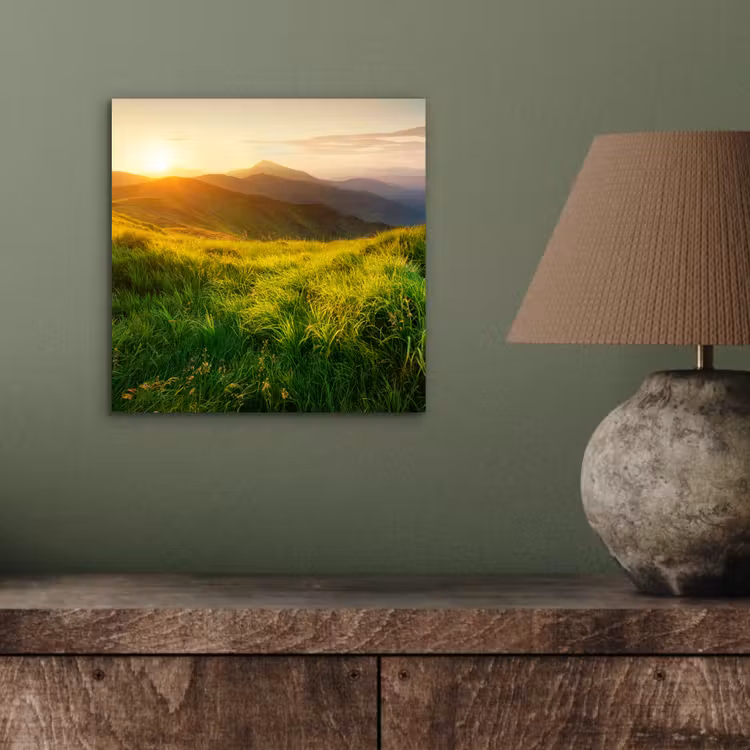Gras - Heuvels - Zon - Natuur - Landschap aluminium wit klein -sfeer2