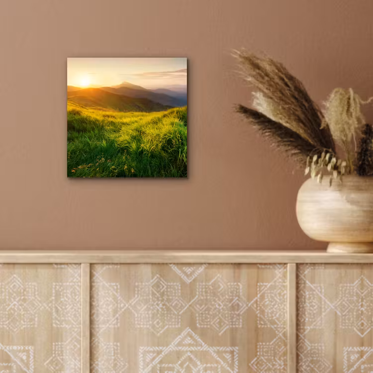 Gras - Heuvels - Zon - Natuur - Landschap aluminium wit klein -sfeer4