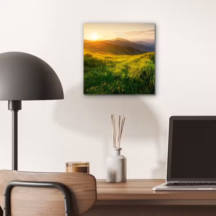 Gras - Heuvels - Zon - Natuur - Landschap aluminium wit klein -sfeer5