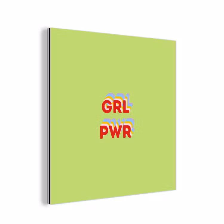 Grl pwr - Groen - Rood - 3D aluminium wit klein -3d