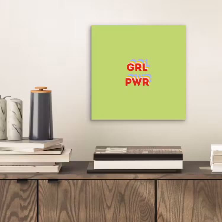 Grl pwr - Groen - Rood - 3D aluminium wit klein -sfeer1