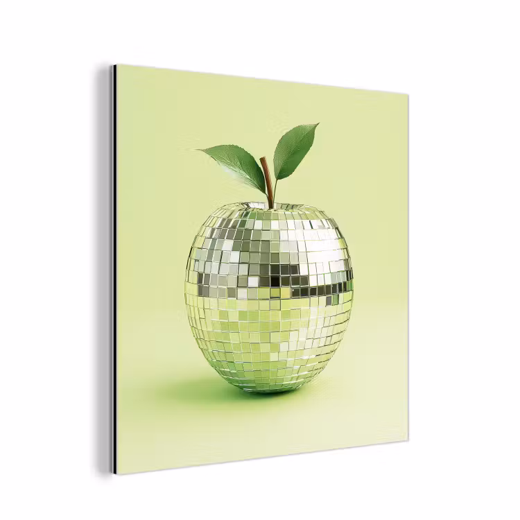 Groen - Disco - Decoratie - Appel aluminium wit klein -3d