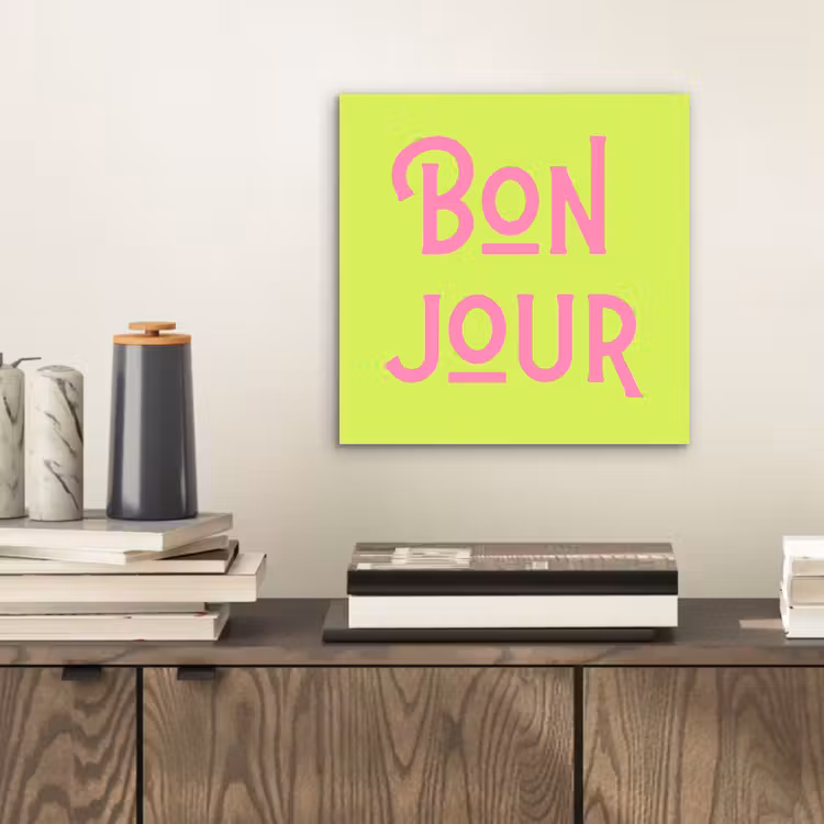 Groen - Roze bonjour - art-deco aluminium wit klein -sfeer1