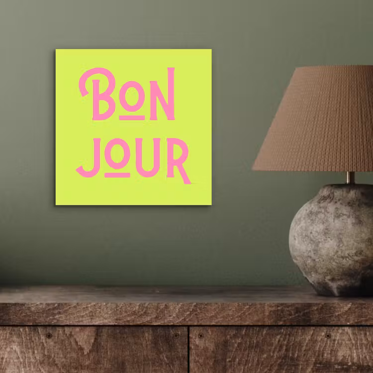 Groen - Roze bonjour - art-deco aluminium wit klein -sfeer2