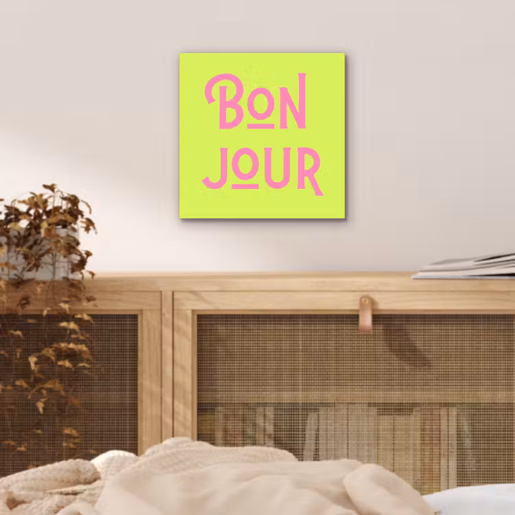 Groen - Roze bonjour - art-deco aluminium wit klein -sfeer3