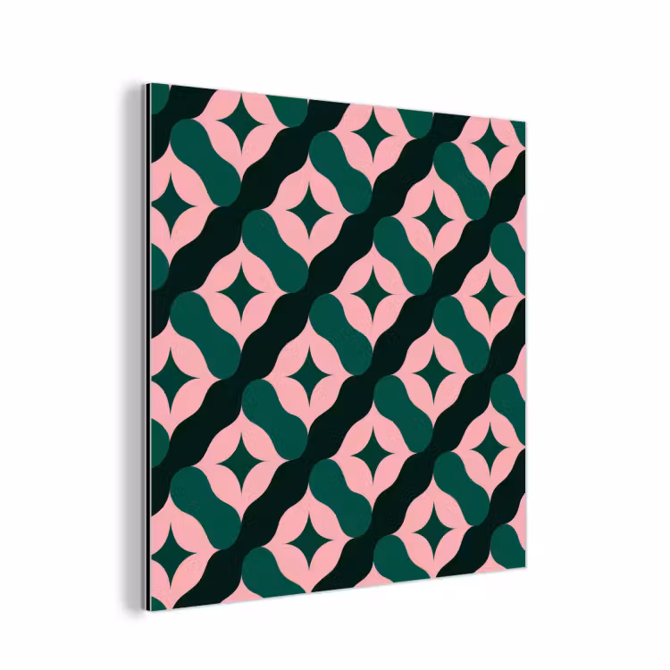 Groen - Roze - Retro - Sterren aluminium wit klein 46 -3d