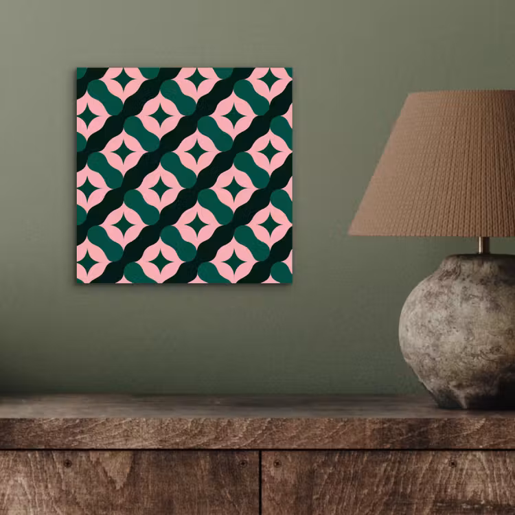 Groen - Roze - Retro - Sterren aluminium wit klein 46 -sfeer2