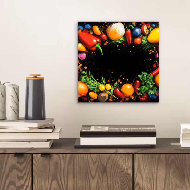 Groente - Graffiti - Kleurrijk - Koken - Abstract aluminium wit klein -sfeer1