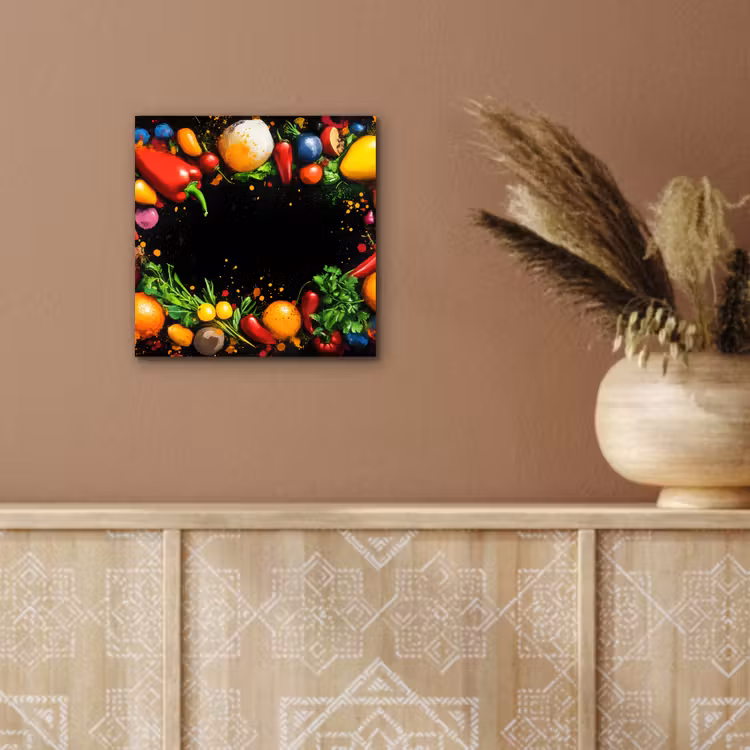 Groente - Graffiti - Kleurrijk - Koken - Abstract aluminium wit klein -sfeer4