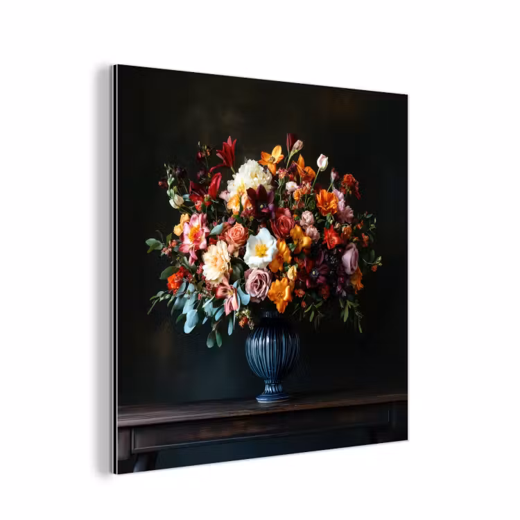 Groot - Bloemen - Vaas - Boeket aluminium wit klein -3d