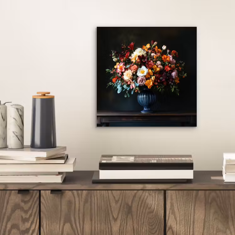 Groot - Bloemen - Vaas - Boeket aluminium wit klein -sfeer1