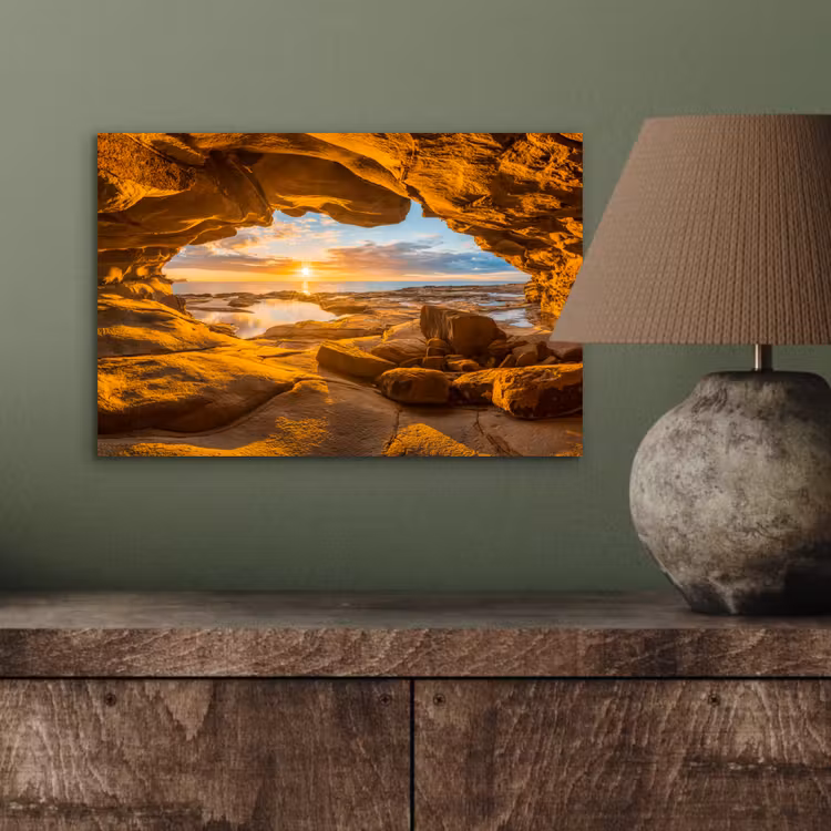 Grot - Zee - Horizon - Zonsondergang aluminium wit klein -sfeer2