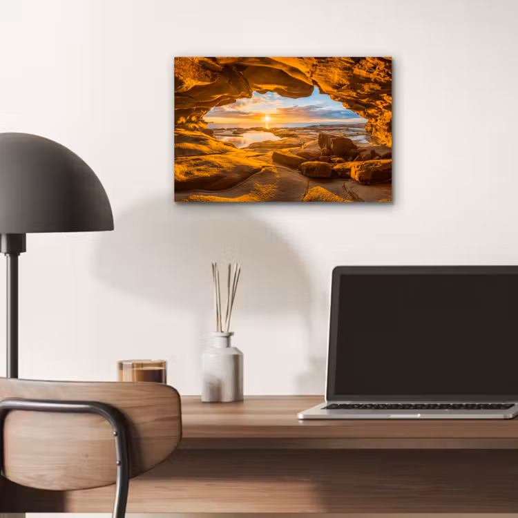 Grot - Zee - Horizon - Zonsondergang aluminium wit klein -sfeer5