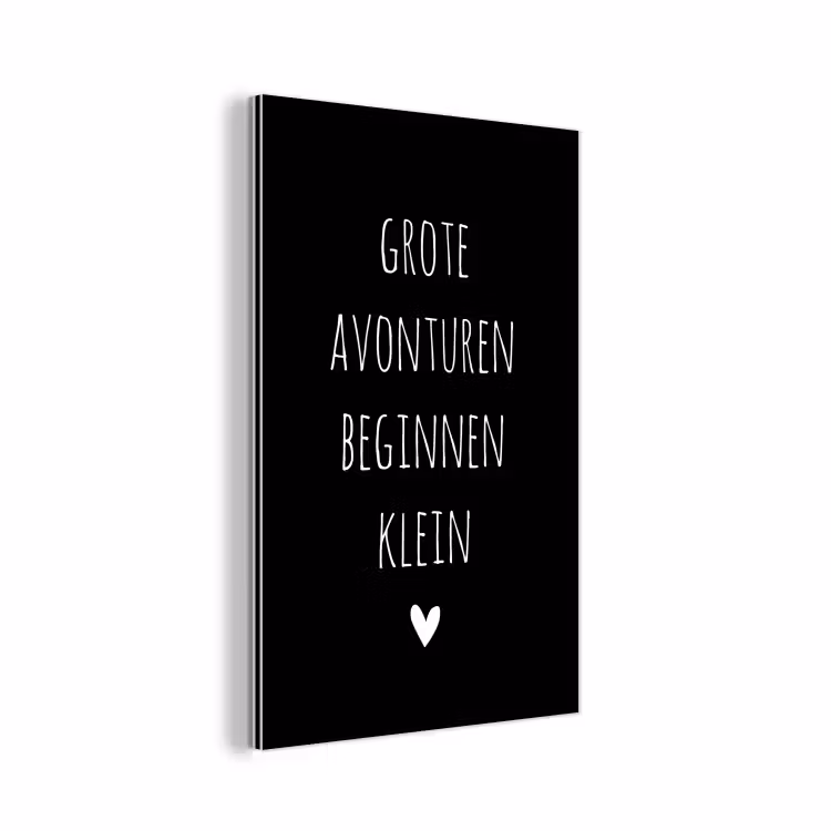 Grote avonturen beginnen klein - Quotes - Spreuken aluminium wit klein -3d