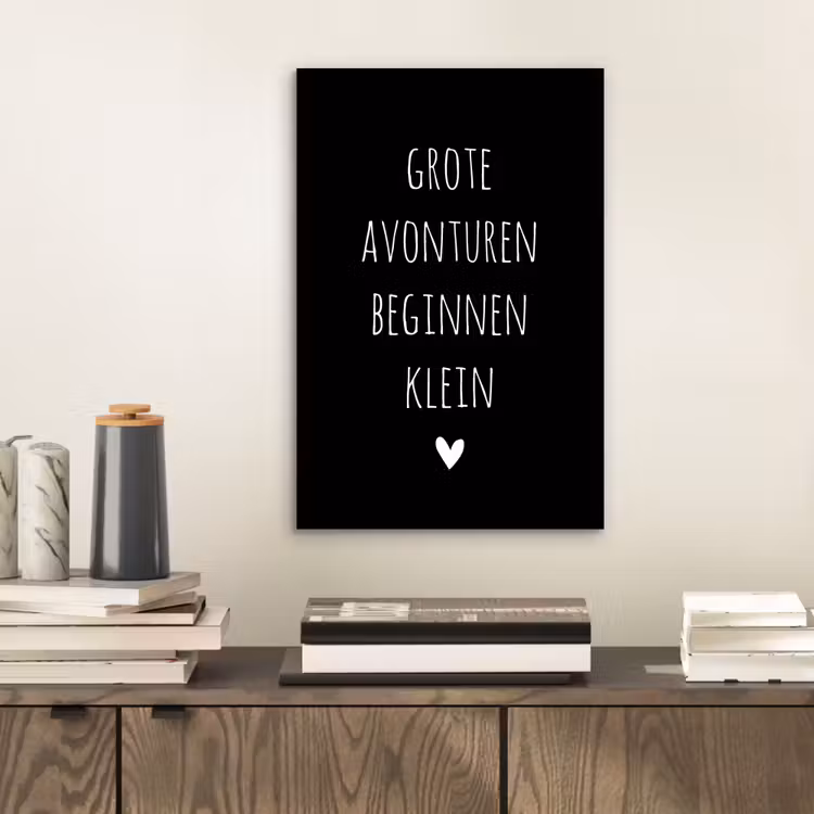 Grote avonturen beginnen klein - Quotes - Spreuken aluminium wit klein -sfeer1