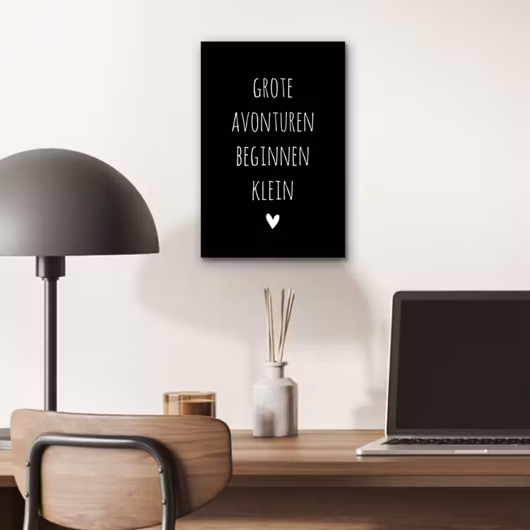 Grote avonturen beginnen klein - Quotes - Spreuken aluminium wit klein -sfeer5