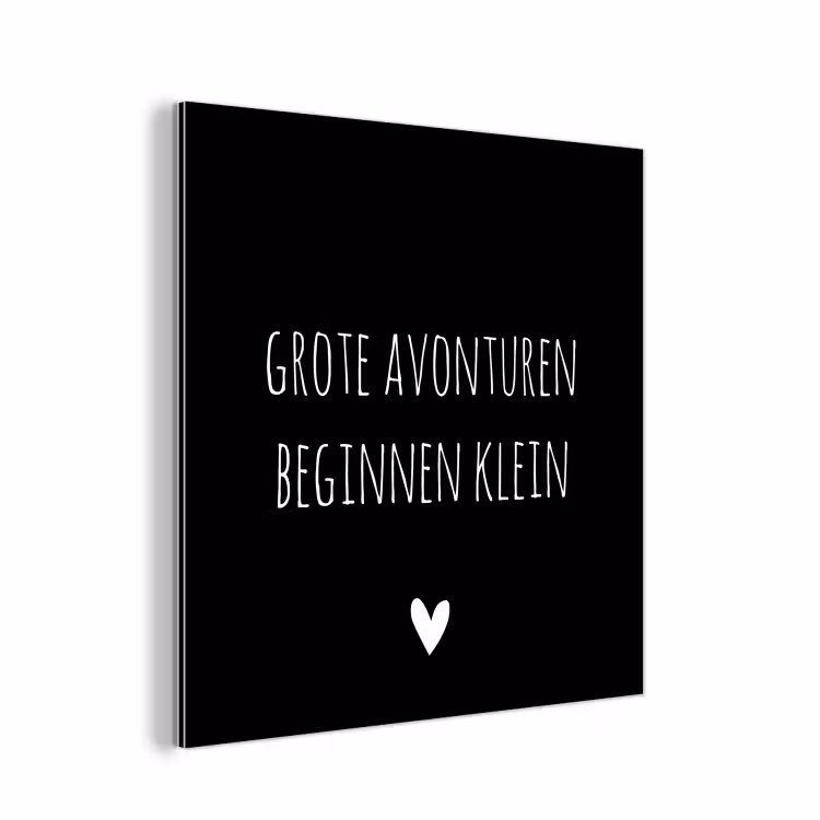 Grote avonturen beginnen klein - Spreuken - Quotes aluminium wit klein -3d