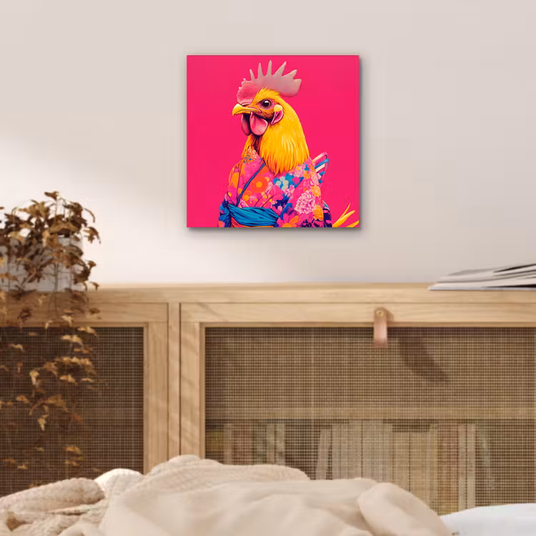 Haan - Kleurrijk - Kimono - Roze aluminium wit klein -sfeer3