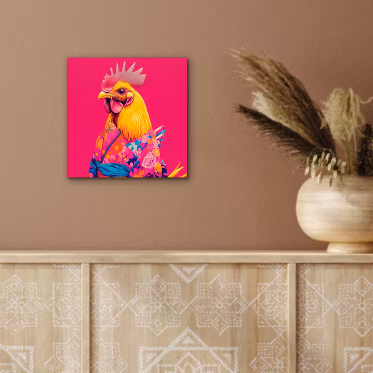Haan - Kleurrijk - Kimono - Roze aluminium wit klein -sfeer4