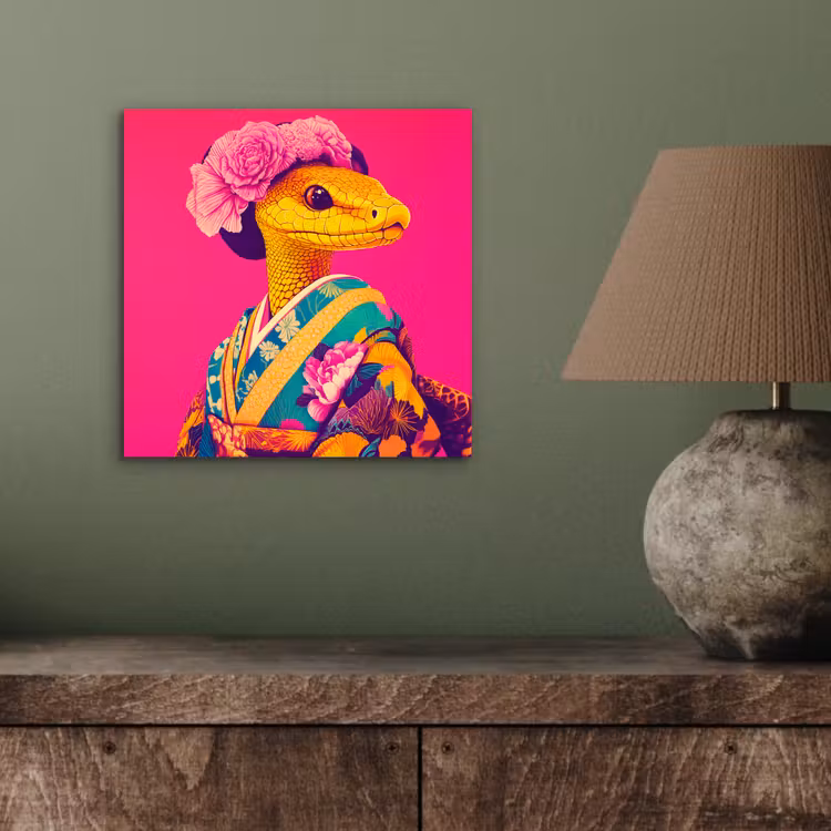 Hagedis - Bloemen - Roze - Kimono aluminium wit klein -sfeer2