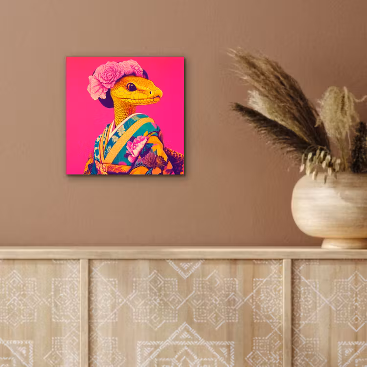 Hagedis - Bloemen - Roze - Kimono aluminium wit klein -sfeer4