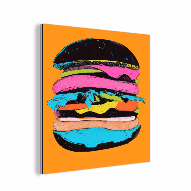 Hamburger - Kleurrijk - Speels aluminium wit klein -3d